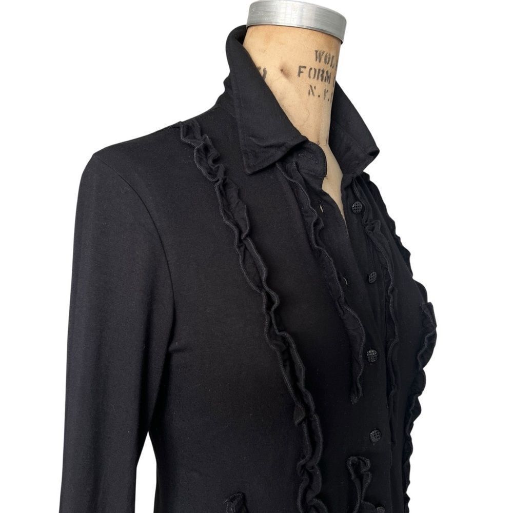 VORREI Black Ruffled Button-Down Top XS - Picture 3 of 6